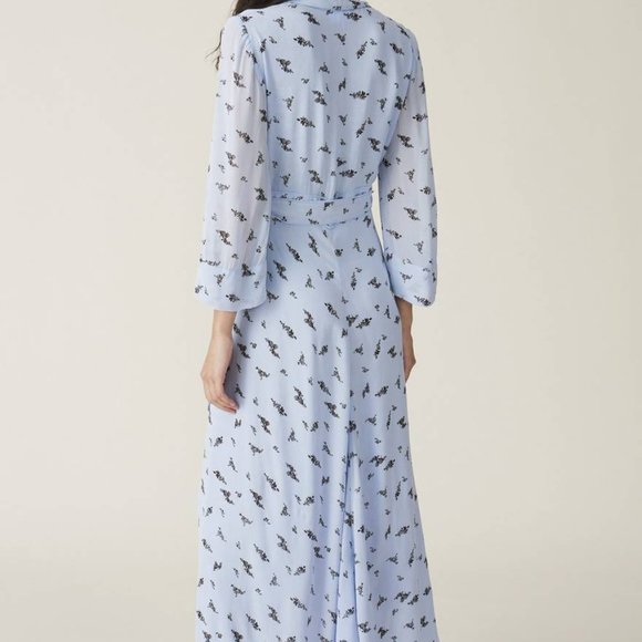 GANNI Floral-print georgette midi wrap dress - Picture 2 of 6